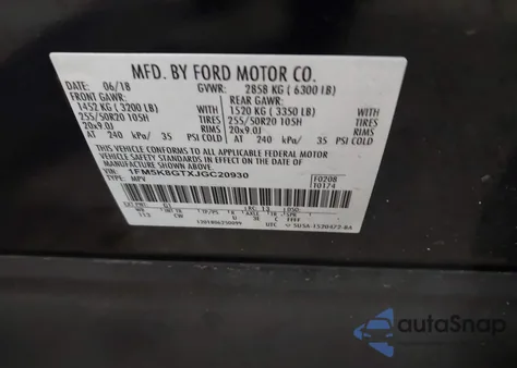 2018 Ford Explorer Sport z USA, uszkodzony, nr VIN 1FM5K8GTXJGC20930